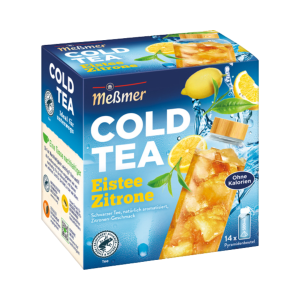 574120 Messmer Cold Tea Eistee Zitrone, Teebeutel zum kalt aufgiessen, 1 Beutel fuer ca. 500 ml Wasser, 38g